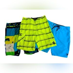 3/$18 Set of 3 Hurley Mens Swim Trunks or Board Shorts - Set of 3- Size 31